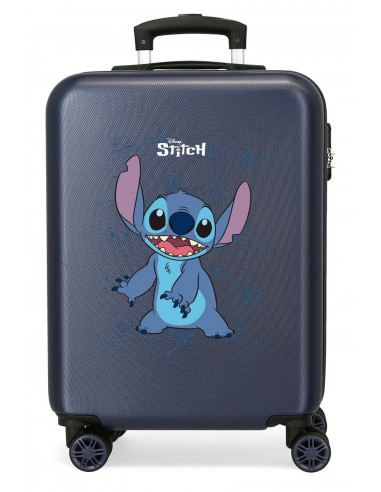 4381143 ABS SUITCASE 55CM 4W. HAPPY STITCH NAVY BLUE